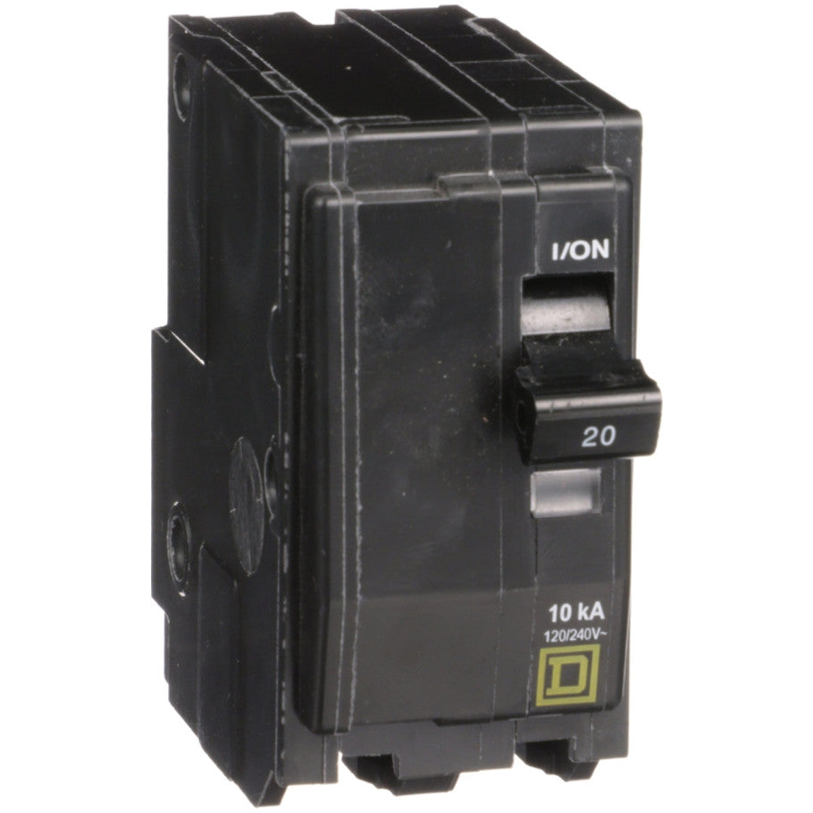 QO Miniature Circuit Breaker, Plug-In, 10kA, Common Trip, 120/240 Vac, 2-Pole, 20A