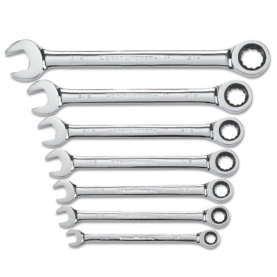 7 Piece Combination Ratcheting Wrench Sets, SAE