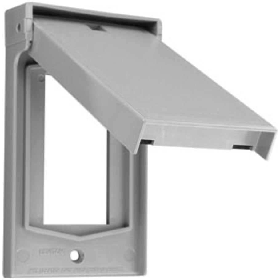 Weather-Resistant Decora/GFCI Cover, Vertical, Self Closing, 1-Gang, Gray