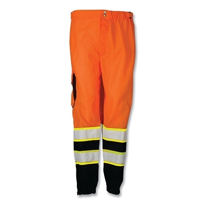 Premium BRILLIANT SERIES Safety Pants, Class E, 2XL to 4XL, Black/Org/Refl and Lime Stripes, Ultra-Cool 100% Polyester Mesh