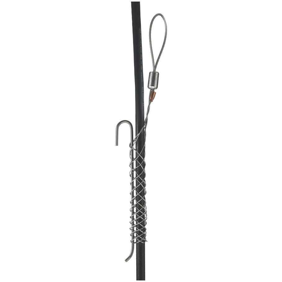 Kellems Slack Pulling Grip, Galvanized Steel, Single Weave, Flexible Eye, Fiber Optic Cable, .25 to .37 in.