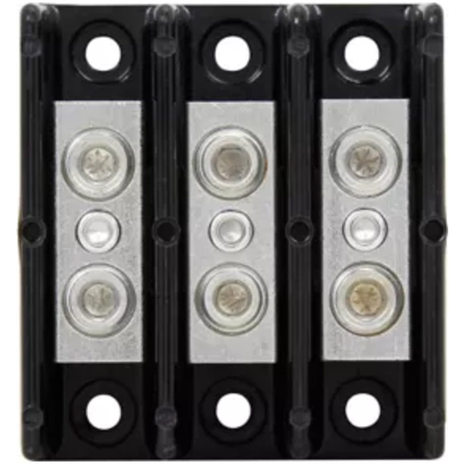Power Splicer 3-Pole 175A Terminal Block-Mounting Holes Within the Barriers