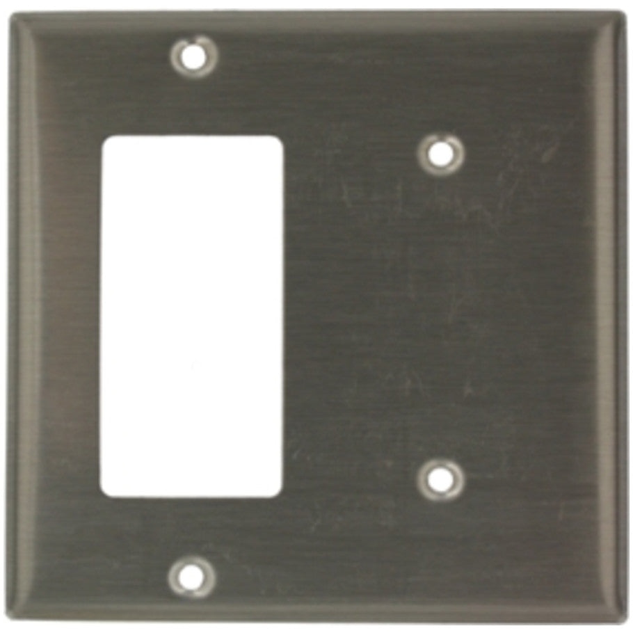 2 Gang Blank and Decora/GFCI Strap Mount Stainless Steel Wall Plate