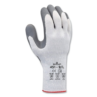 451 Thermal-Insulated Latex Coated Fingertips/Palm Gloves, Small, Gray