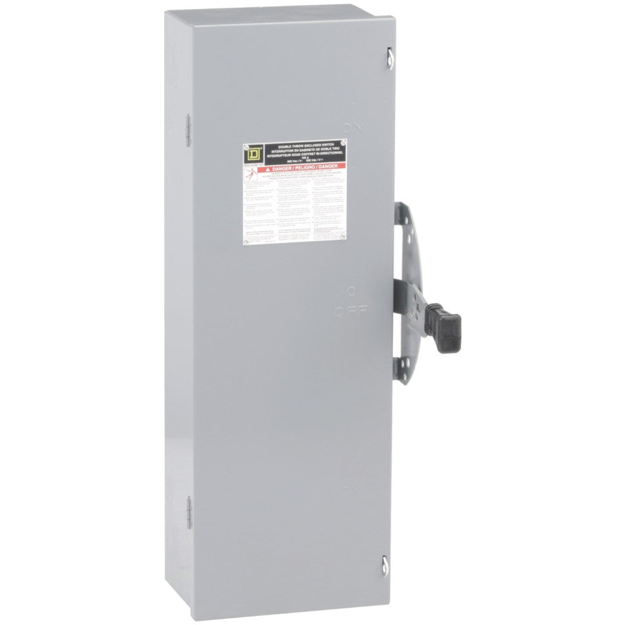 Safety Switch, Non-Fusible, Double Throw, General Purpose, 100A, 600V, 3-Pole, NEMA 1, Indoor, Steel, Surface