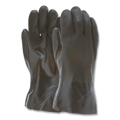 PVC Coated Work Gloves, Double Dipped, Sandy Grip, Soft Interlock Lining, Large, Black