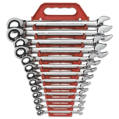 13 Pc Reversible Combination Ratcheting Wrench Sets, 12 Point, SAE
