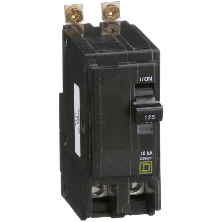 QOB Miniature Circuit Breaker, Bolt On, 2 Pole, 125A, 120/240V, 10kA