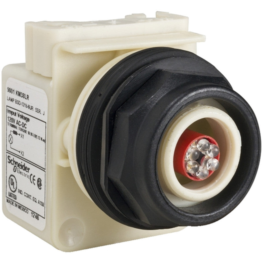 30mm 9001 Type SK HD Pilot Light, No Lens, LED, 120V, Red
