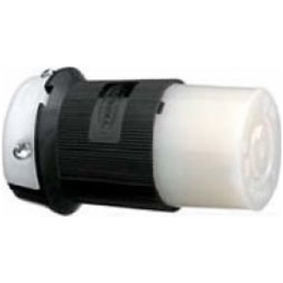 Twist-Lock Connector Body, 20A, 250V, 2P3W, NEMA L6-20R, Cord Dia. 0.360 to 0.930 in., Black and White, Screw Modification
