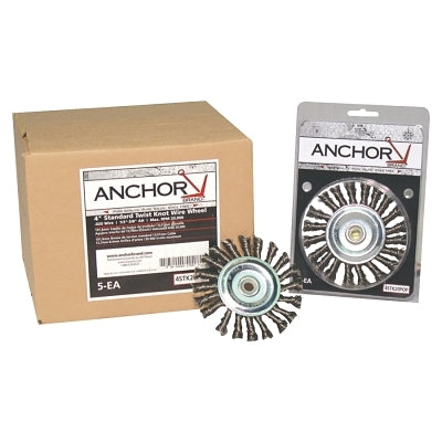Knot Wheel Brushes, 3 in D, 1/2 in Face, 0.014 in Carbon Steel Wire