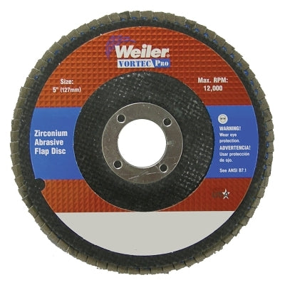 Vortec Pro Abrasive Flap Discs, 5", Angled, Phenolic Back
