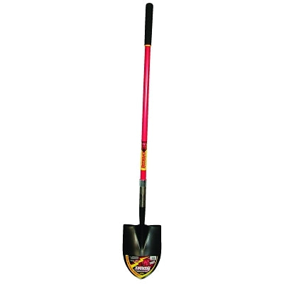 Round Point Digging Shovel, 9.5 in W x 12 in L Blade, 48 in L Straight Fiberglass Handle w/Cushion End-Grip, Closed-Back