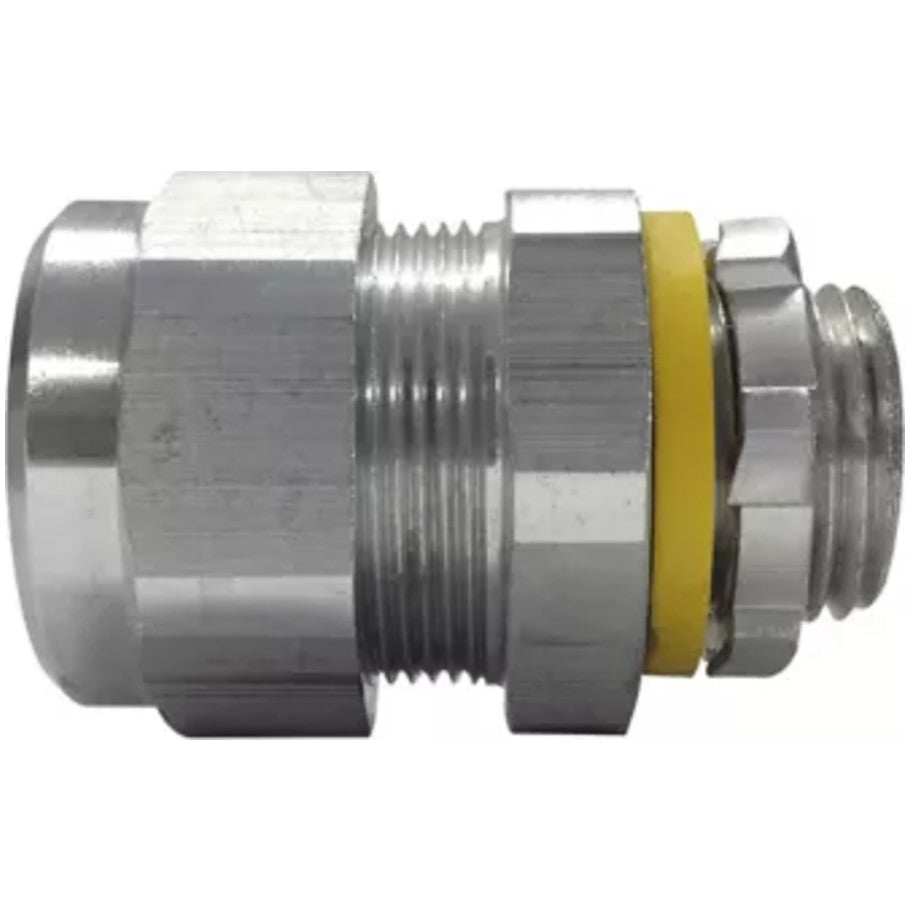Liquidator, THRD, Liquidtight FMC Connector, Natural, Aluminum, Non-Insulated Throat, 1-1/2 in.