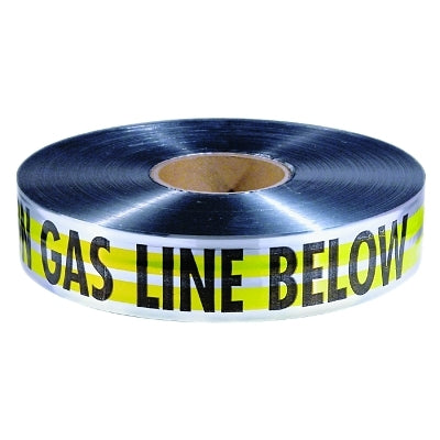 MAGNATEC Premium Detectable Warning Tapes, Caution Gas Line Below, 2 in, Yellow