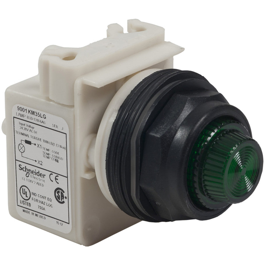 Pilot Light Switch, 10 A, 24 to 28 V AC/DC, Green