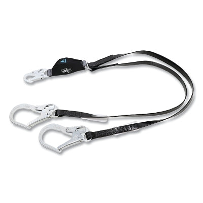 V-SERIES Anti-Corrosion Safety Lanyard, Coated Web, 6 ft, Small SS Snaphooks, Twin, 310 lb