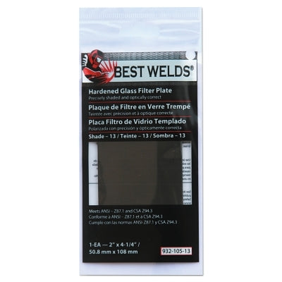 Glass Filter Plate, Shade 13, 2 x 4-1/4 in, Green