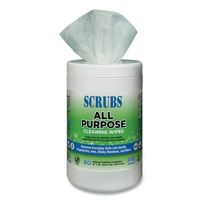 All Purpose Cleaning Wipes, 80 wipes, over-sized cannister, 9 in x 12 in