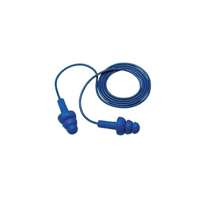 3M 340-4017 E-A-R Ultrafit Earplugs, Elastomeric Polymer, Blue, Corded, Poly Bag, Metal Detectable