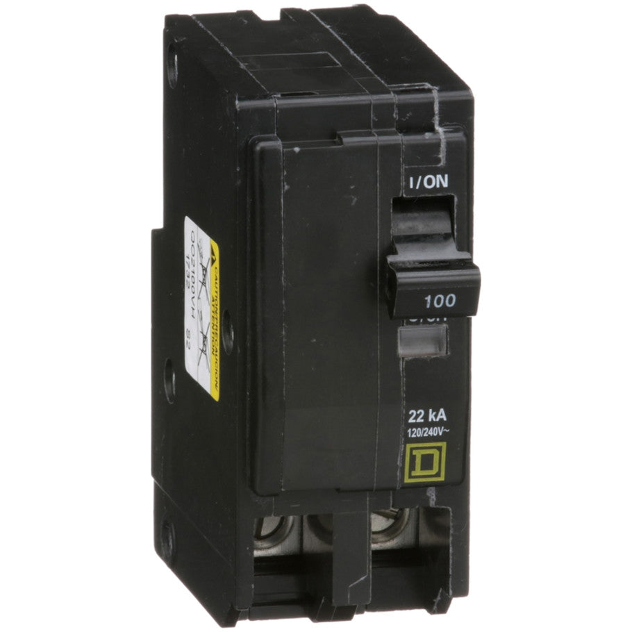 QO Miniature Circuit Breaker, Plug-In, 22kA, 120/240 Vac, 2-Pole, 100A, Common Trip