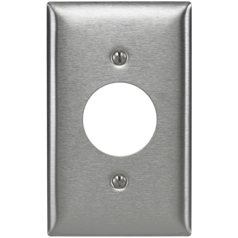 1-Gang Single Receptacle Stainless Steel Type 430 Wall Plate With 1.40 in. Dia. Opening