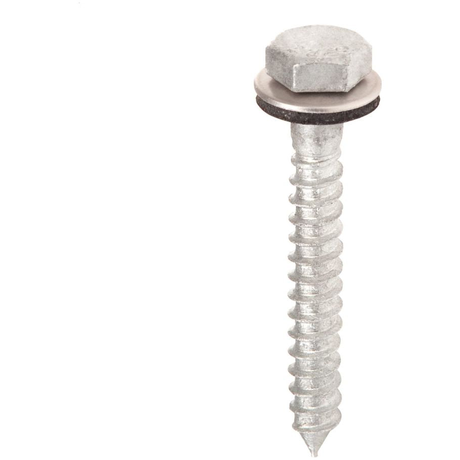 Screws, Hex Head, Steel, 1/4 to 10 in Screw, 2 in L, Gimlet Point, Regular Point, 1-5/8 in Thread