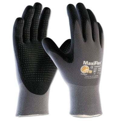 MaxiFlex Endurance MicroFoam Grip/Micro Dot Palm Coated Gloves, Large, Black/Gray, Palm and Finger Coated