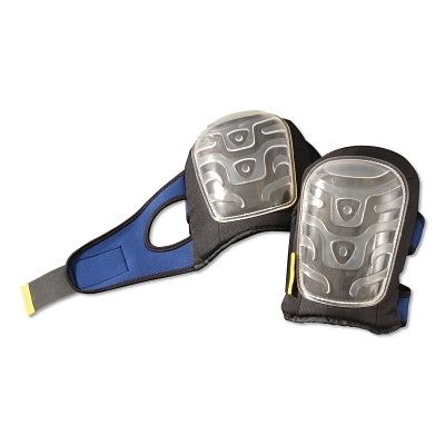 Premium Flat Cap Gel Knee Pad, Hook and Loop, Blue/Black/Clear