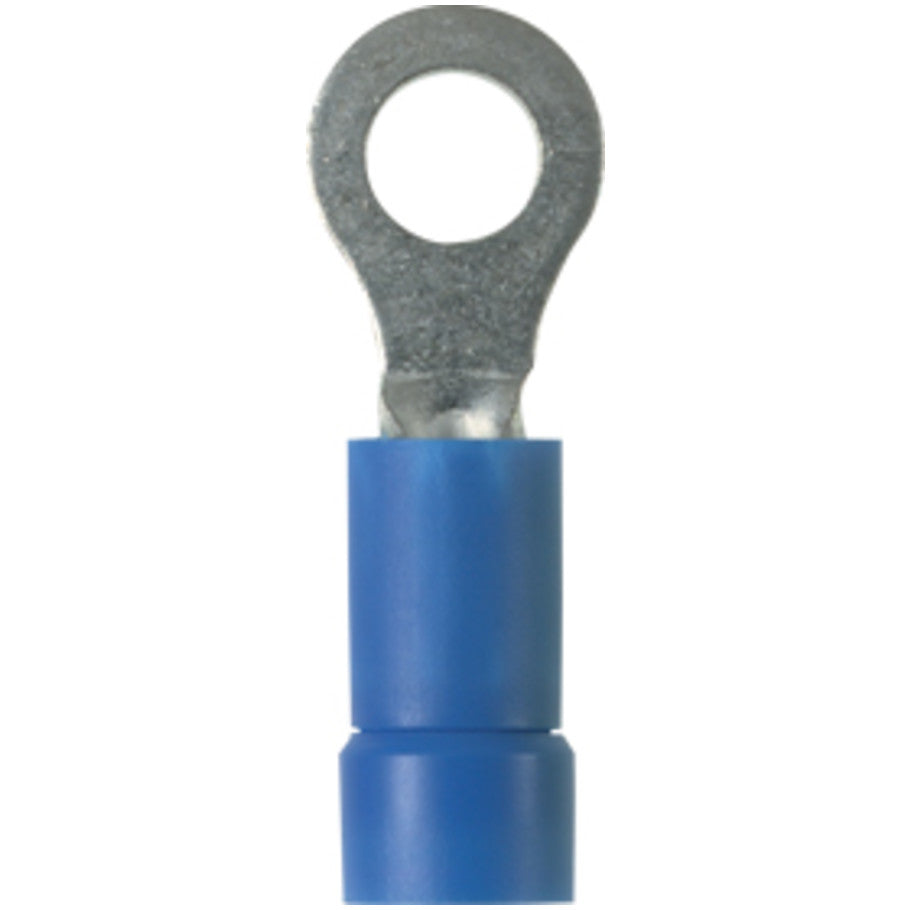 Pan-Term PV14-6R-C Ring Terminal, Blue, Vinyl, 14-16 AWG,  6 Stud, PK100