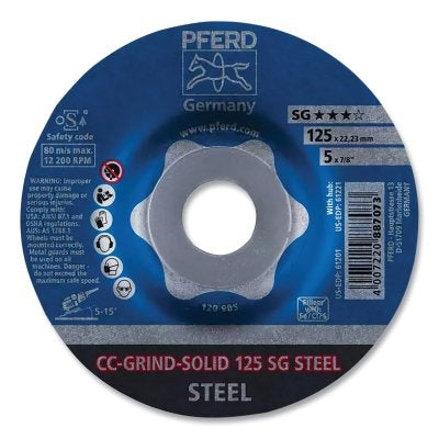 CC-GRIND-SOLID Steel Grinding Disc, Ceramic, 5 in dia, 7/8 in Arbor, 24 Grit