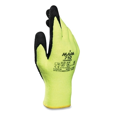 Temp-Dex 710 Nitrile Palm-Coated Heat-Resistant Gloves, Size 7, Hi-Vis Yellow, Black Palm