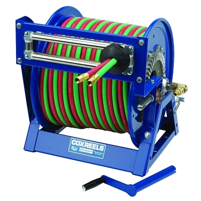 Large Capacity Welding Reel, 3/8 I.D. 2/3 in. O.D. x 100ft, Hand Crank Dual Hose