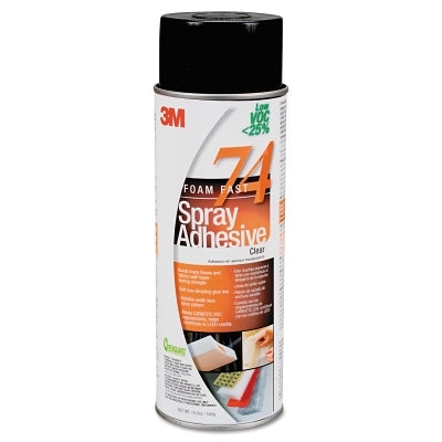 3M 021200-82242 FoamFast Spray Adhesive, 74, 24 fl oz, Aerosol Can, Orange