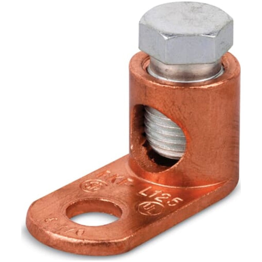Type L - Copper Single Conductor, One-Hole Mount, Hex, Conductor Range 8 Sol-1/0 Str, Length 1-1/2 Inches, Width 47/64 Inch