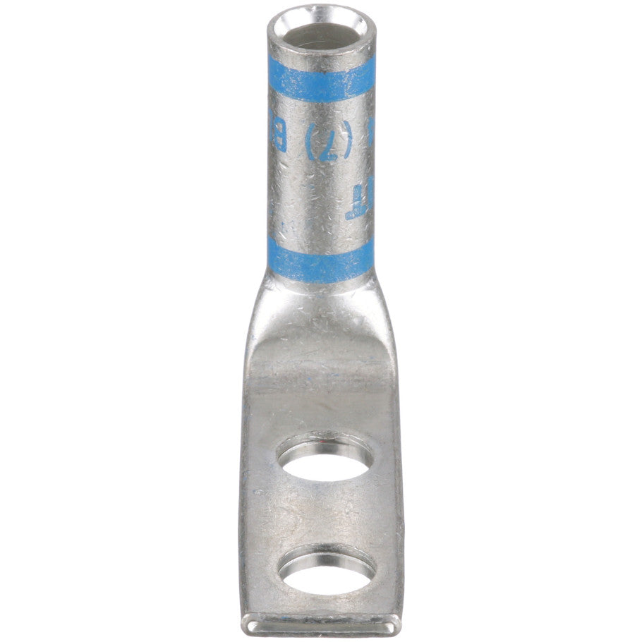 Standard Barrel Lug, Inspection Window, 2-Hole, Blue, 1.66 in., 6 AWG