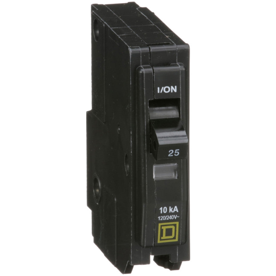 QO Miniature Circuit Breaker, Plug-In, 10kA, 120/240 Vac, 1-Pole, 25A