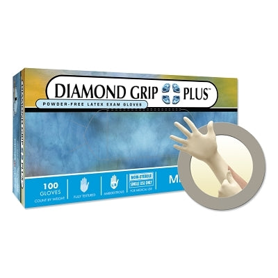 Diamond Grip Plus DGP-350 Latex Exam Gloves, Large, Natural Rubber Latex