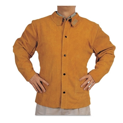 Split Cowhide Leather Welding Jacket, Large, Golden Brown