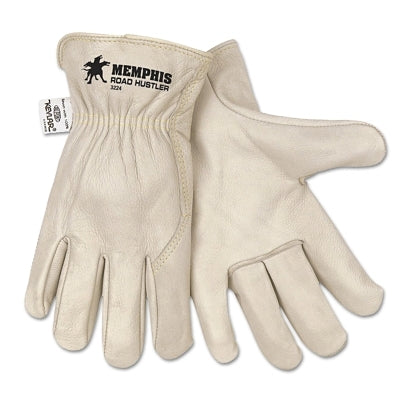 Road Hustler Premium Grade Cowhide Grain Leather Drivers Gloves, 3224, Unlined, X-Large, Wing Thumb/Shirred Elastic Bk