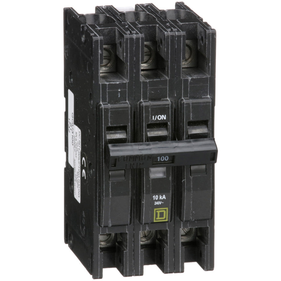 QOU Miniature High Ampere Circuit Breaker, Unit-Mount, 10kA, 240 Vac, 3-Pole, 100A