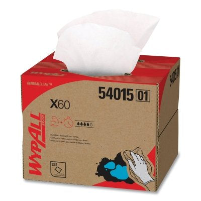 X60 Cloth Wiper, White, 11.1 in W x 16.8 in L, Brag Box, 252 Sheets/Box