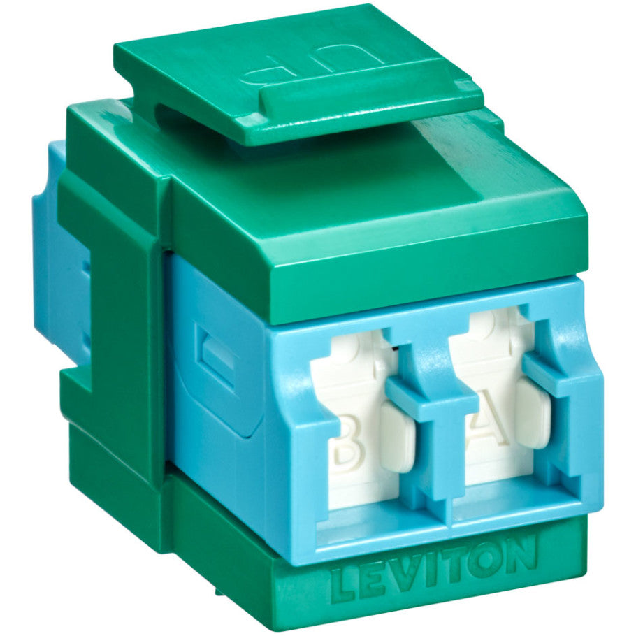 QuickPort Duplex LC Adapter, Shuttered, 10G LOMM,  Aqua/Green