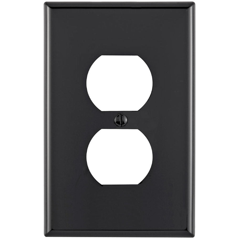 Midsize Duplex Receptacle Wall Plate, Nylon 1-Gang Device Mount, Black
