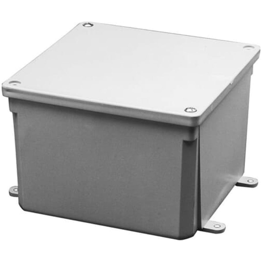 Carlon NEMA Type 6P Junction Box, Foam-in-Place Gasketed Lid, Molded, Thermoplastic, 6 x 6 x 6 in.