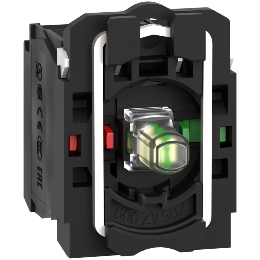 White light block with body/fixing collar with integral LED 110...120V 1NO 1NC