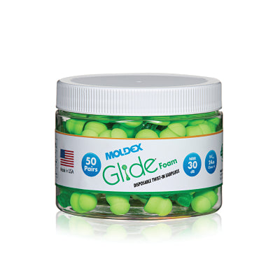 Earplug Canister, Glide Multi-Curved Stem Twist-In, Foam, Green, Disposable