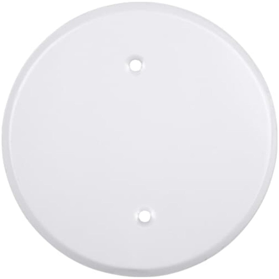 White Round Flat Blank Cover with Mounting Holes 2-3/4 in. On Center