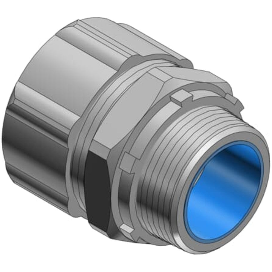 53  176; Series Liquid Tight Connector, Zinc Electroplated Steel, Straight, Flexible Metal Conduit, Insulated Throat, 1 in.