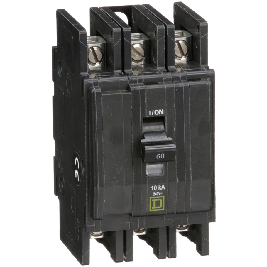 QOU Miniature Low Ampere Circuit Breaker, Unit-Mount, 10kA, 240 Vac, 3-Pole, 60A